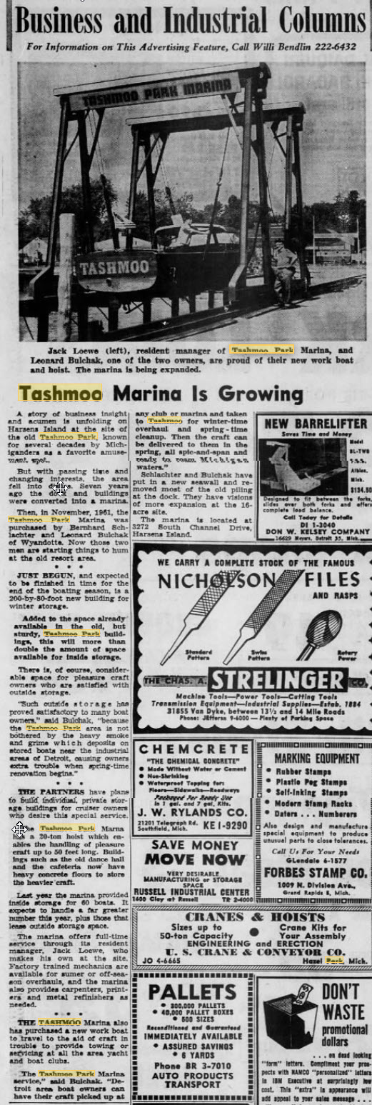Tashmoo Park - Article On Marina Aug 20 1962